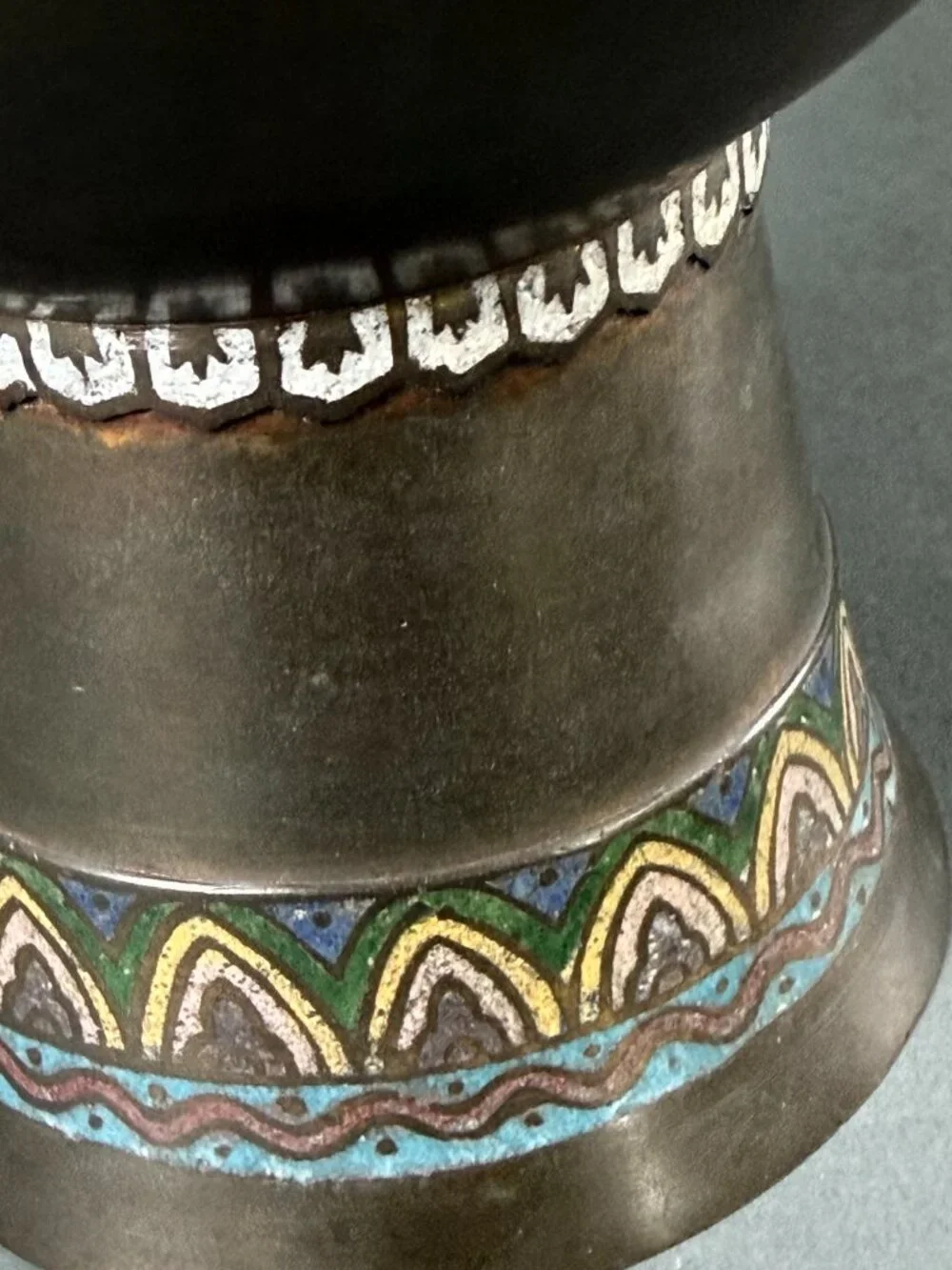 Antique Japanese Meiji Era Cloisonné Vase Intricate Floral Scroll Enamel Bronze